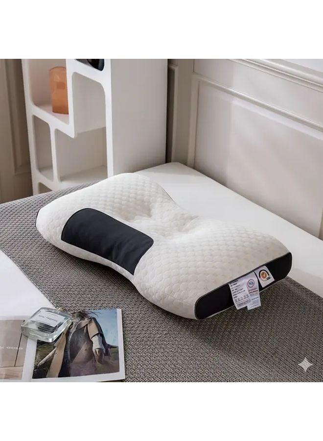 White Cervical Pillow Ergonomic Support For Sleeping Spinal Alignment Removable Washable Cover - Image 1